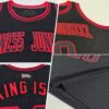 Custom Black Black-Red Authentic Throwback Basketball Jersey