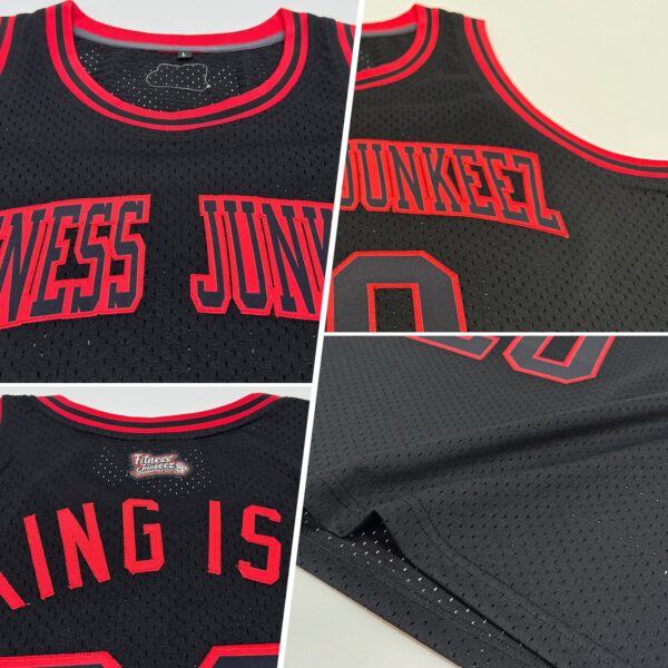 Custom Black Black-Red Authentic Throwback Basketball Jersey