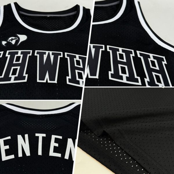 Custom Black Black-White Authentic Throwback Basketball Jersey
