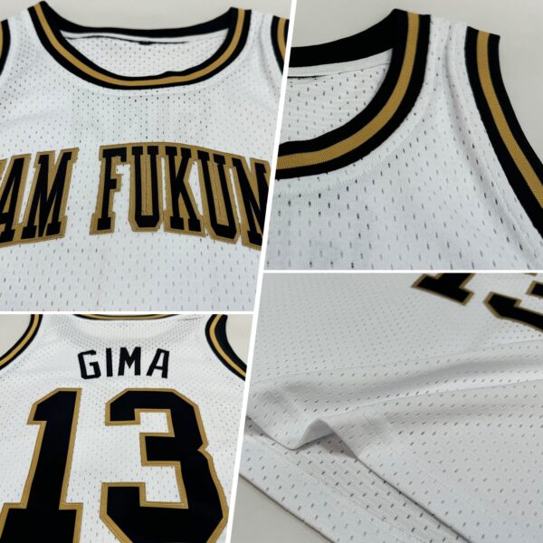 Custom White Black-Old Gold Authentic Throwback Basketball Jersey