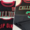 Custom Black Kelly Green-Red Authentic Throwback Basketball Jersey