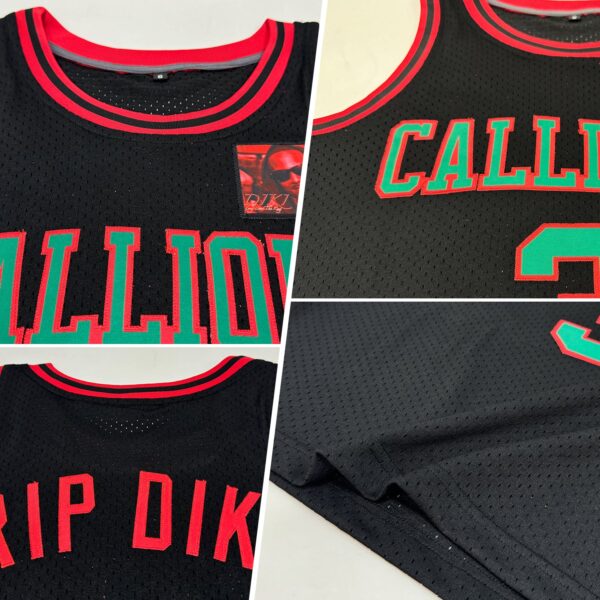 Custom Black Kelly Green-Red Authentic Throwback Basketball Jersey