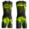 Custom Black Neon Green Round Neck Sublimation Basketball Suit Jersey