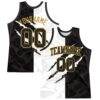 Custom Graffiti Pattern Black Old Gold-White Scratch Round Neck Sublimation Basketball Suit Jersey