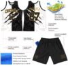 Custom Graffiti Pattern Black Old Gold-White Scratch Round Neck Sublimation Basketball Suit Jersey