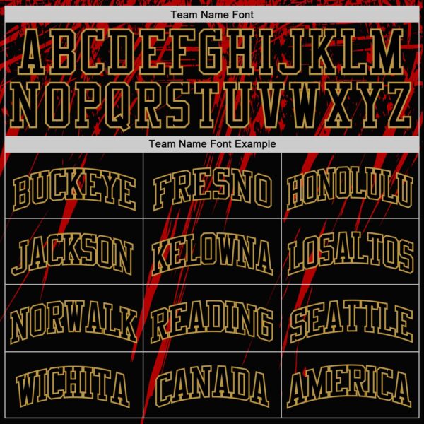 Custom Black Red-Old Gold Splash Round Neck Sublimation Basketball Suit Jersey