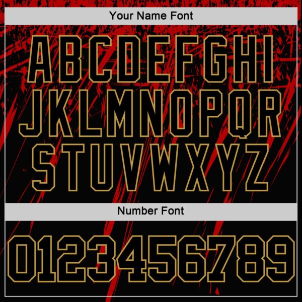 Custom Black Red-Old Gold Splash Round Neck Sublimation Basketball Suit Jersey