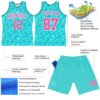 Custom Aqua Pink-White Leopard Print Round Neck Sublimation Basketball Suit Jersey