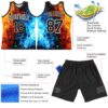 Custom Figure Black-White Flame Round Neck Sublimation Basketball Suit Jersey