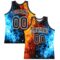 Custom Figure Black-White Flame Round Neck Sublimation Basketball Suit Jersey
