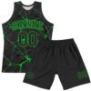 Custom Black Neon Green Abstract Network Round Neck Sublimation Basketball Suit Jersey