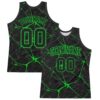 Custom Black Neon Green Abstract Network Round Neck Sublimation Basketball Suit Jersey