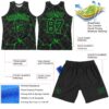 Custom Black Neon Green Abstract Network Round Neck Sublimation Basketball Suit Jersey