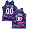 Custom Figure White-Pink Fluid Art Round Neck Sublimation Basketball Suit Jersey