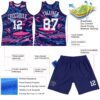 Custom Figure White-Pink Fluid Art Round Neck Sublimation Basketball Suit Jersey
