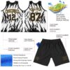 Custom White Black-Old Gold Abstract Sharp Shape Fragment Art Round Neck Sublimation Basketball Suit Jersey