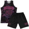 Custom Black Pink Fragment Art Round Neck Sublimation Basketball Suit Jersey
