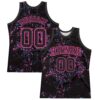 Custom Black Pink Fragment Art Round Neck Sublimation Basketball Suit Jersey