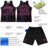 Custom Black Pink Fragment Art Round Neck Sublimation Basketball Suit Jersey