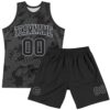 Custom Black Gray Curve Lines Round Neck Sublimation Basketball Suit Jersey