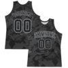 Custom Black Gray Curve Lines Round Neck Sublimation Basketball Suit Jersey