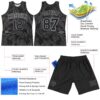 Custom Black Gray Curve Lines Round Neck Sublimation Basketball Suit Jersey
