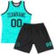 Custom Aqua Black Fragment Art Round Neck Sublimation Basketball Suit Jersey