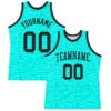 Custom Aqua Black Fragment Art Round Neck Sublimation Basketball Suit Jersey