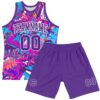 Custom Graffiti Pattern Purple-White Splash Round Neck Sublimation Basketball Suit Jersey