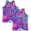Custom Graffiti Pattern Purple-White Splash Round Neck Sublimation Basketball Suit Jersey