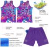 Custom Graffiti Pattern Purple-White Splash Round Neck Sublimation Basketball Suit Jersey