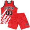Custom Red Black-White Splash Round Neck Sublimation Basketball Suit Jersey