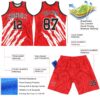 Custom Red Black-White Splash Round Neck Sublimation Basketball Suit Jersey