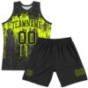 Custom Black Neon Green Dripping Splatter Art Round Neck Sublimation Basketball Suit Jersey