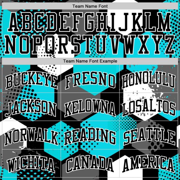 Custom Aqua Black-White Geometric Shape Round Neck Sublimation Basketball Suit Jersey