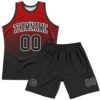 Custom Red Black-White Fade Fashion Round Neck Sublimation Basketball Suit Jersey