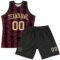 Custom Black Vegas Gold-Red Abstract Shape Round Neck Sublimation Basketball Suit Jersey