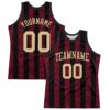 Custom Black Vegas Gold-Red Abstract Shape Round Neck Sublimation Basketball Suit Jersey