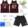Custom Black Vegas Gold-Red Abstract Shape Round Neck Sublimation Basketball Suit Jersey