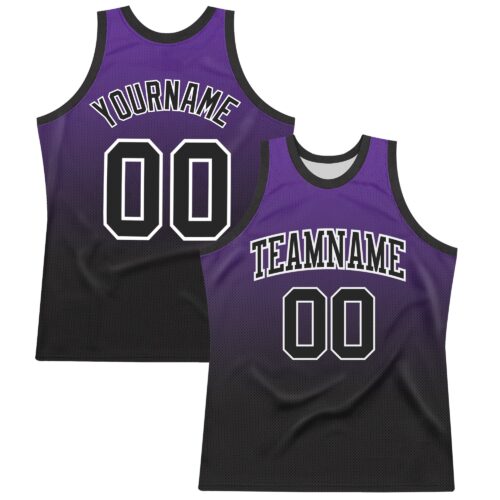 BSuit0275 Custom Purple Black-White Fade Fashion Round Neck Sublimation Basketball Suit Jersey