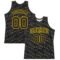 Custom Black Yellow Slant Lines Round Neck Sublimation Basketball Suit Jersey