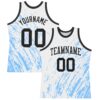 Custom White Black-Light Blue Splash Round Neck Sublimation Basketball Suit Jersey