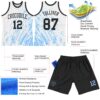 Custom White Black-Light Blue Splash Round Neck Sublimation Basketball Suit Jersey