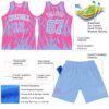 Custom Pink Light Blue-White Abstract Sharp Shape Fragment Art Round Neck Sublimation Basketball Suit Jersey