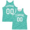 Custom Aqua White Fluid Art Round Neck Sublimation Basketball Suit Jersey