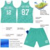 Custom Aqua White Fluid Art Round Neck Sublimation Basketball Suit Jersey