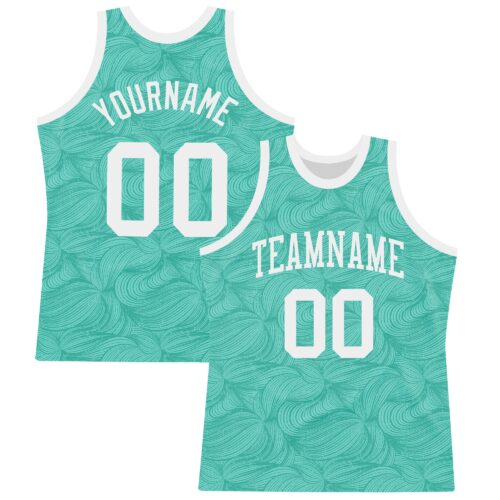 Custom Aqua White Fluid Art Round Neck Sublimation Basketball Suit Jersey