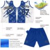 Custom Graffiti Pattern Royal White-Old Gold Scratch Round Neck Sublimation Basketball Suit Jersey