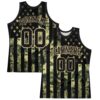 Custom Camo Black-Vegas Gold American Flag Round Neck Sublimation Salute To Service Basketball Suit Jersey