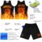 Custom Black Red-Yellow Flame Round Neck Sublimation Basketball Suit Jersey